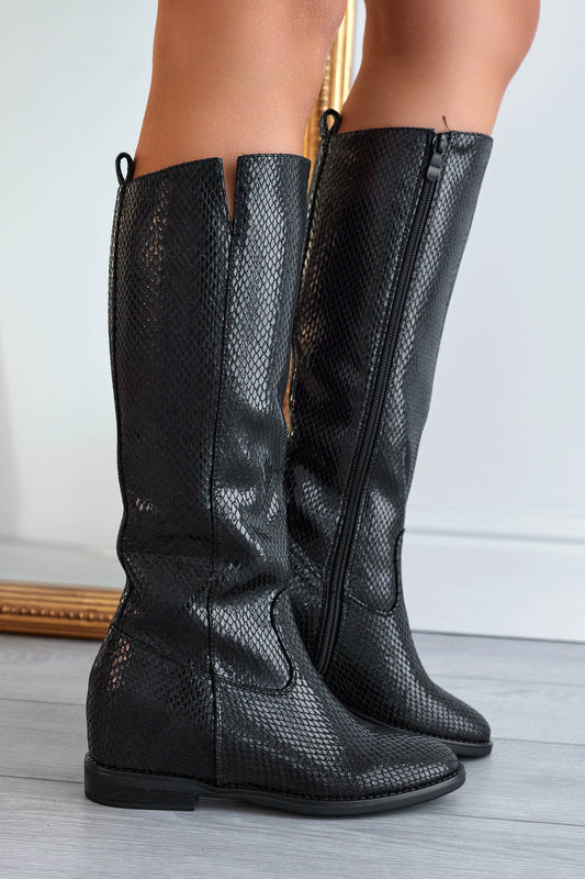 SUSANNA - Black boots with internal wedge