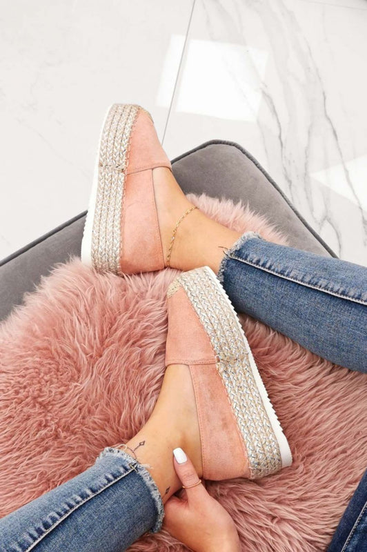 BRISEIDE - Pink suede espadrilles with rope wedge