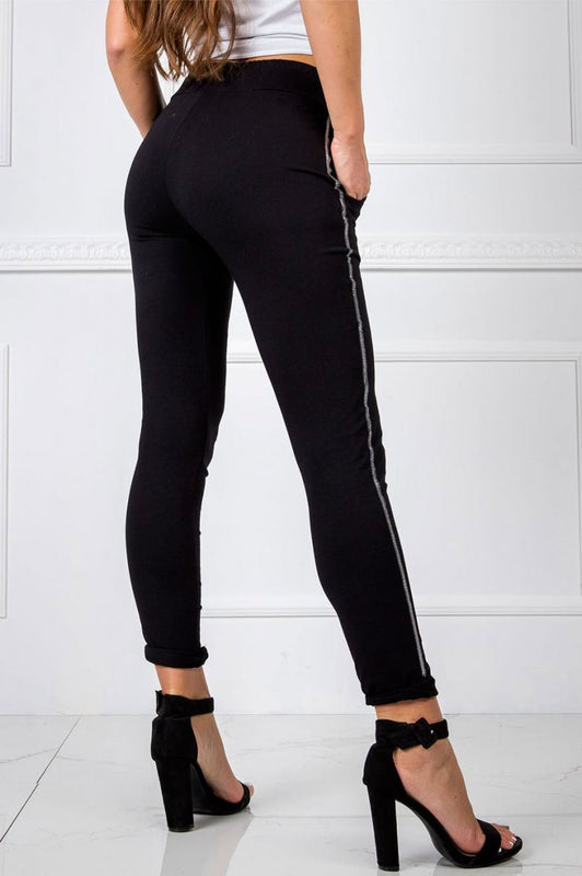 Black jumpsuit trousers with drawstring