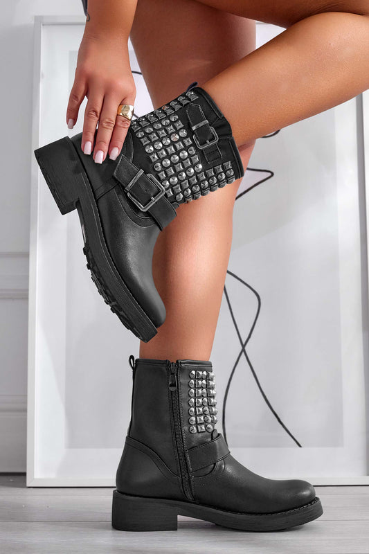 GIOIA - Black biker boots with studs