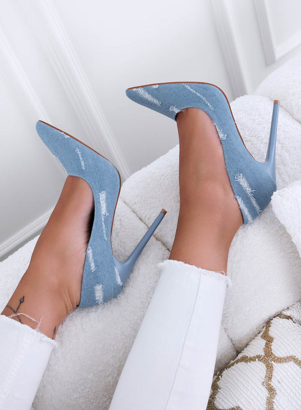 TIPSY - Blue jeans décolleté with high stiletto heel