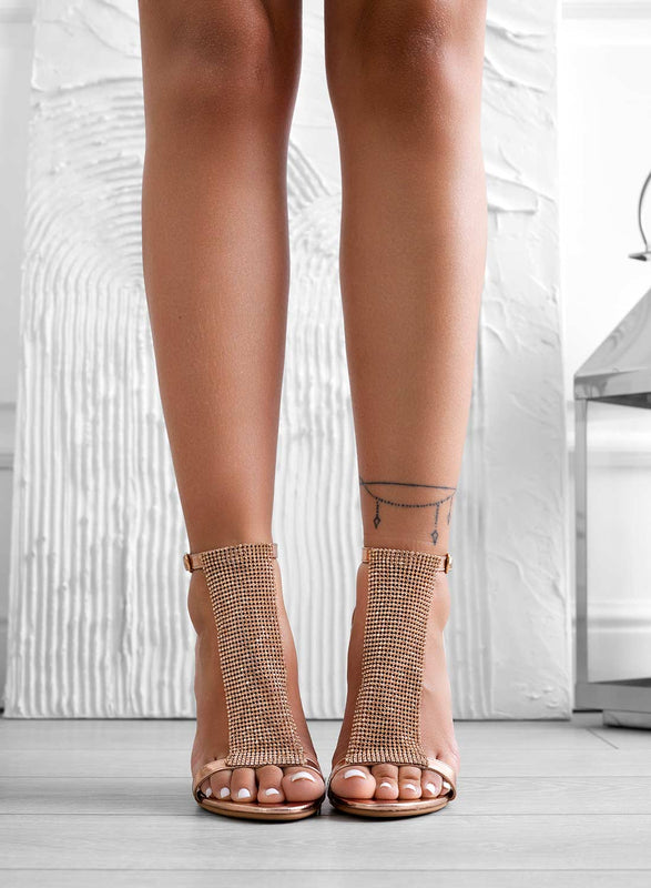 GLADYS - Sandali champagne con fascia gioiello