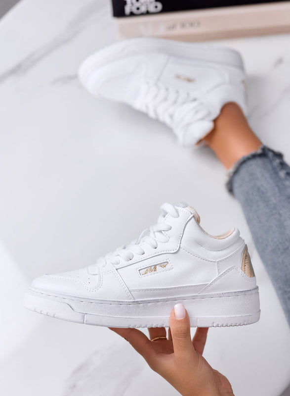 ENRICA - Sneakers Bianche Minimal con Dettagli Oro