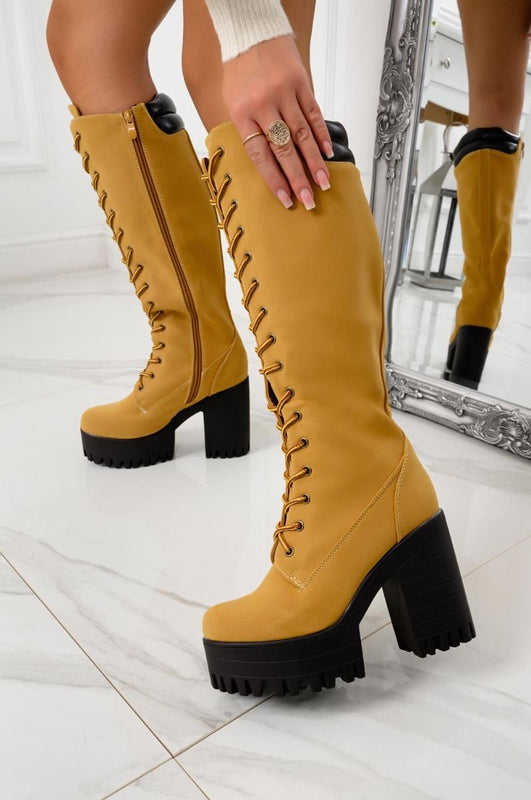 AZAR - Yellow high boots with laces