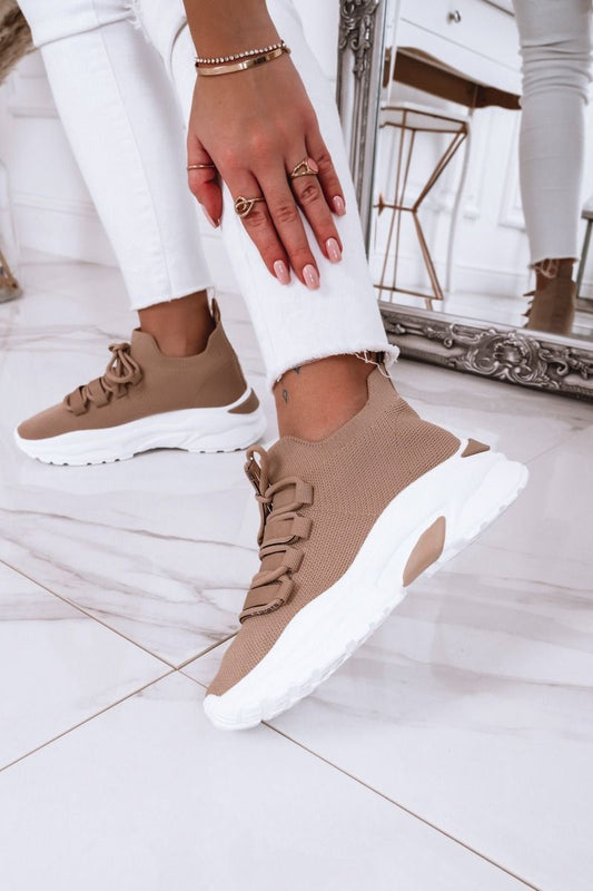 ABEL - Camel sneakers in elastic fabric