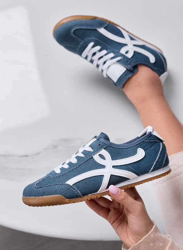 RAMONA - Baskets bleu jean avec détails blancs