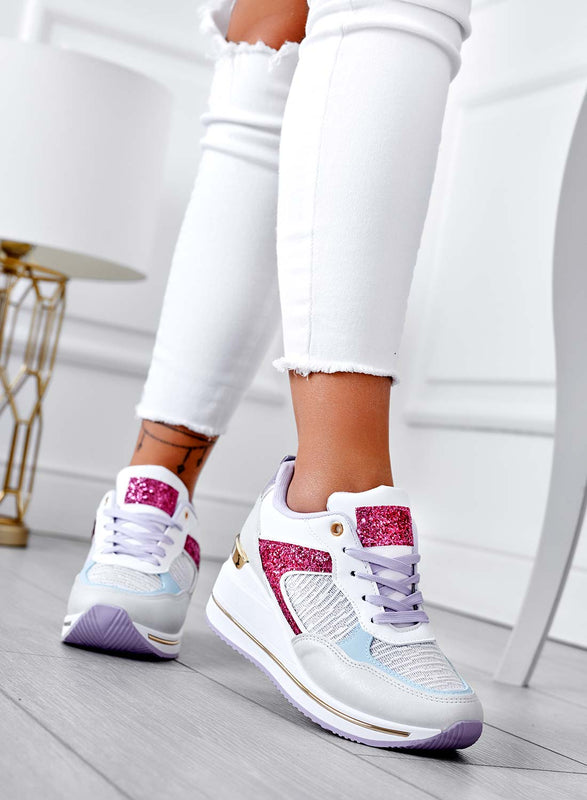 MAGGIE - White sneakers with glitter inserts