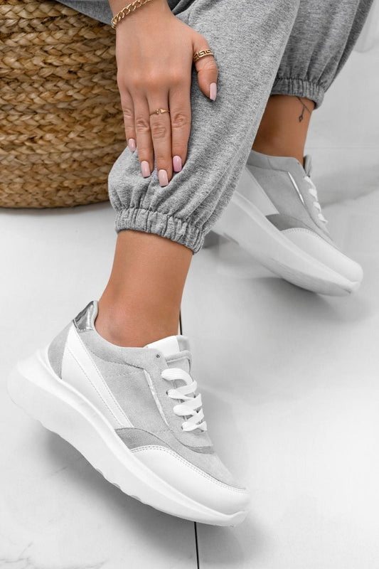 DONATA - White sneakers with grey details