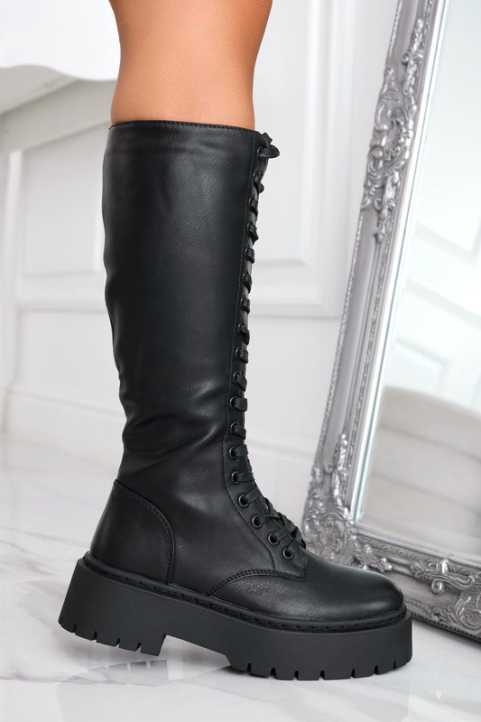 URSULA - Black stringed amphibian boots