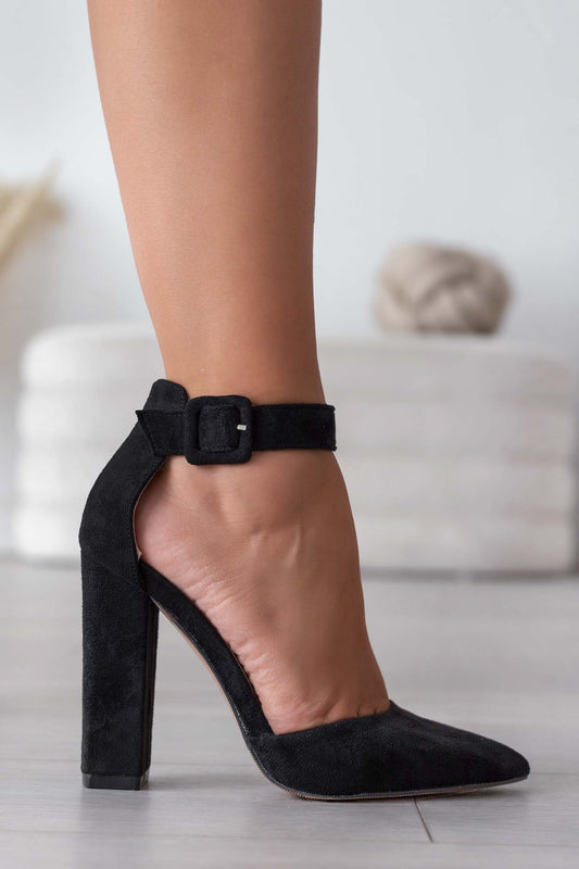 MARIKA - Alexoo pumps in black suede with strap and comfortable heel