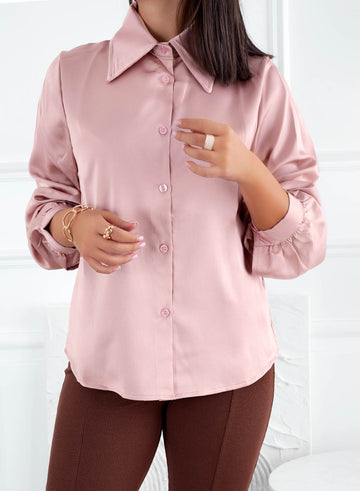 Chemise rose en satin