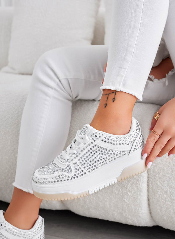 ASTRID - White jewel sneakers with rhinestones