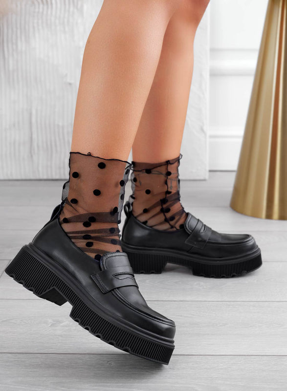 IMMA - Black Alexoo loafers with thick sole