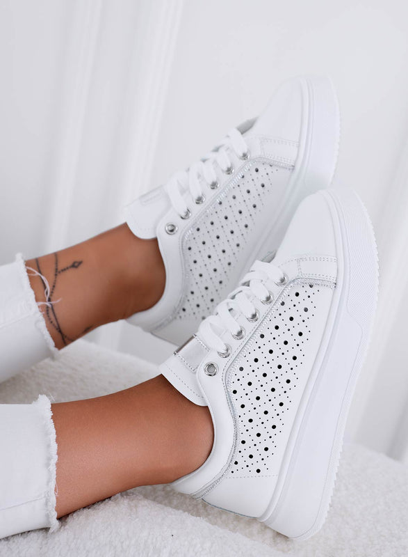 SHAY - White perforated sneakers