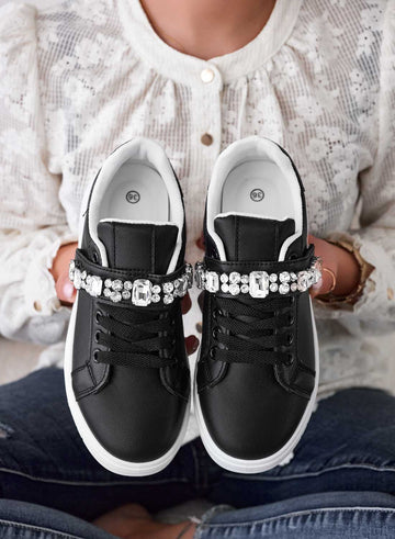ABEL - Zapatillas negras con banda de strass