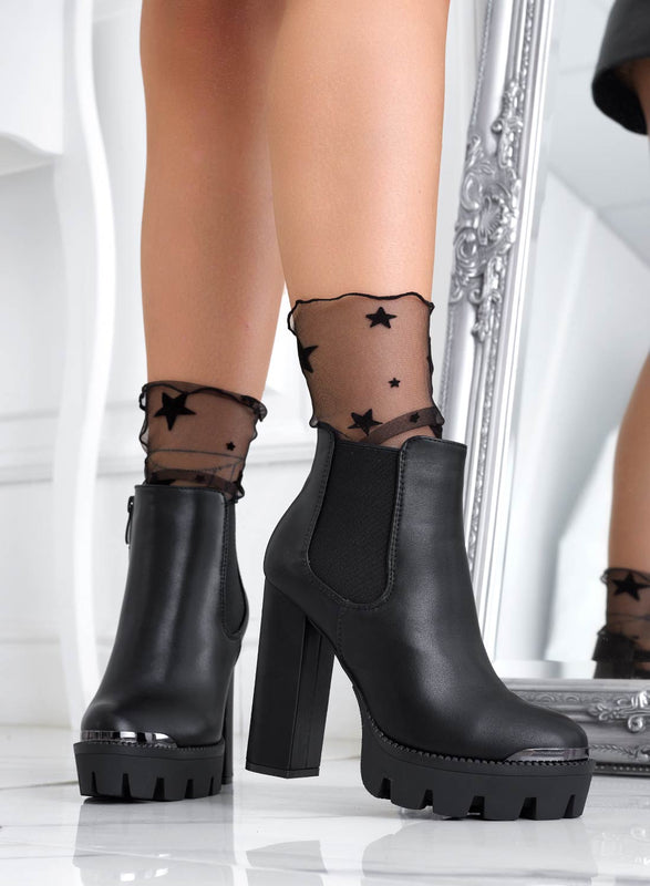 NICOLETTA - Black ankle boots with side elastic