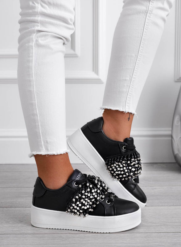 CARRY - Black Alexoo sneakers with rhinestone band