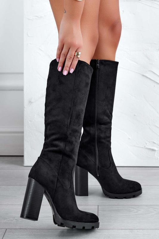 TRESY - Black suede boots with high heels