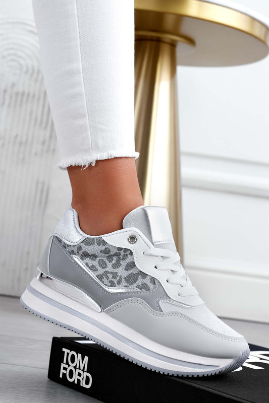 VENERE - Gray sneakers with spotted inserts