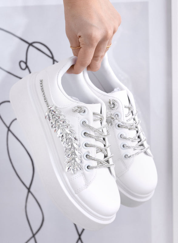 CANDY - White sneakers with jewel applications