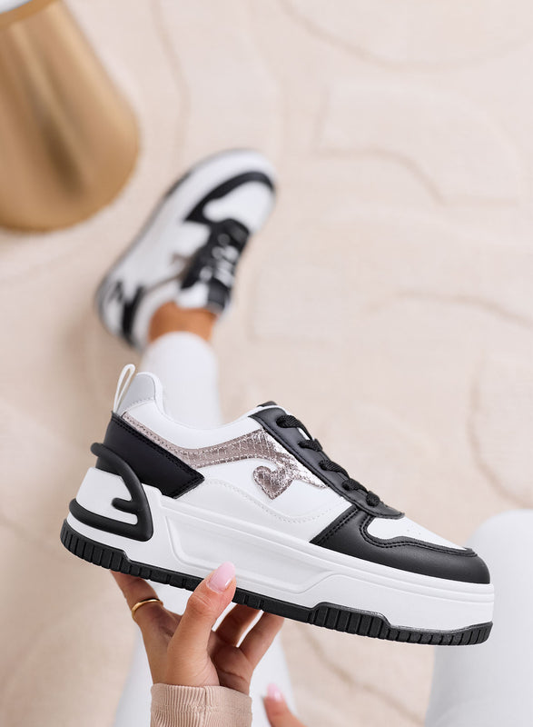 BRIGIDA - White sneakers with wedge and black details