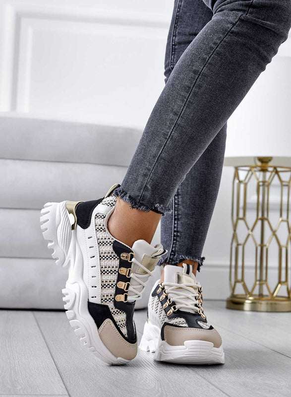 DOINA - Sneakers with contrasting panels and fabric inserts