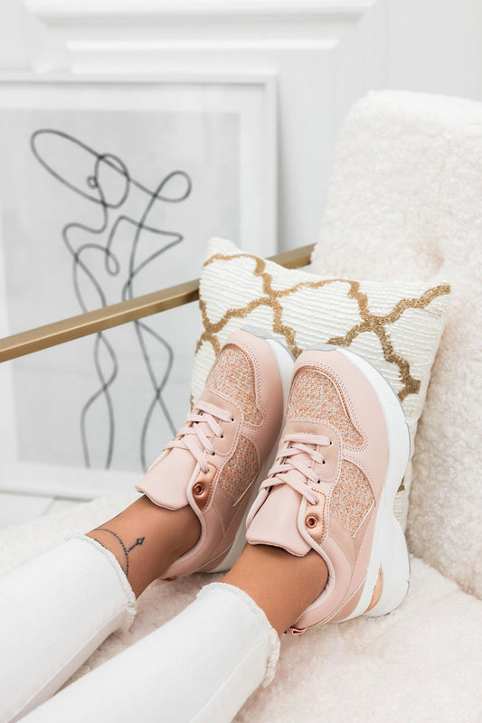 ISABELLA - Pink sneakers with chunky sole and fabric details