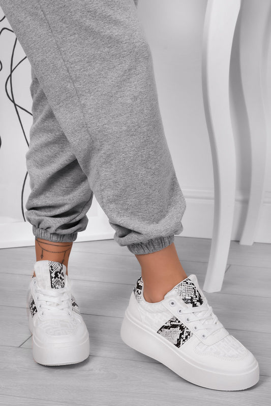 CARLA - White sneakers with python details