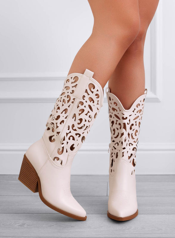 CANOSA - Botines camperos beige calados