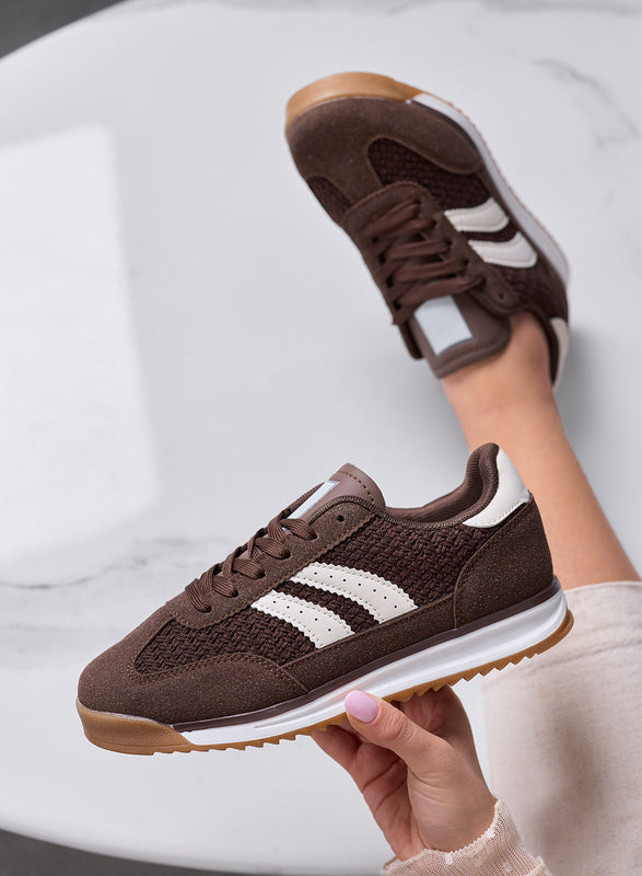 PIERA - Brown animal print sneakers with rubber sole