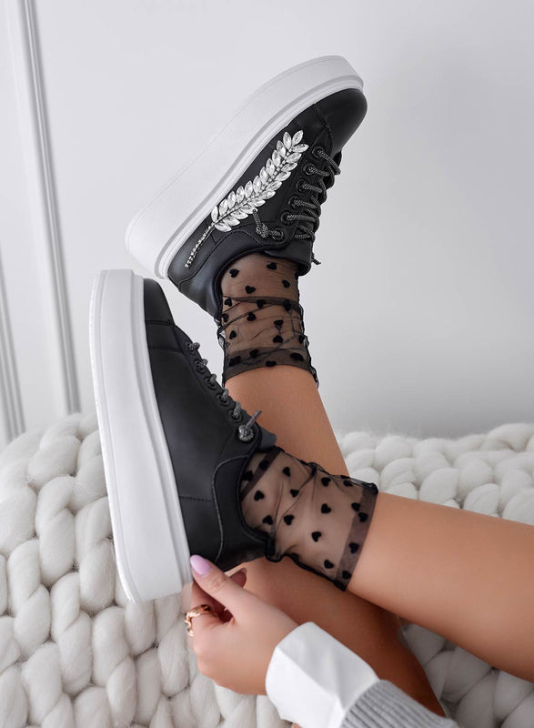 CANDY - Black sneakers with jewel applications