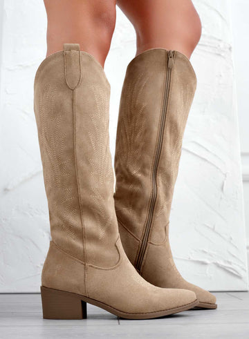 Bottes camperos couleur boue avec broderie