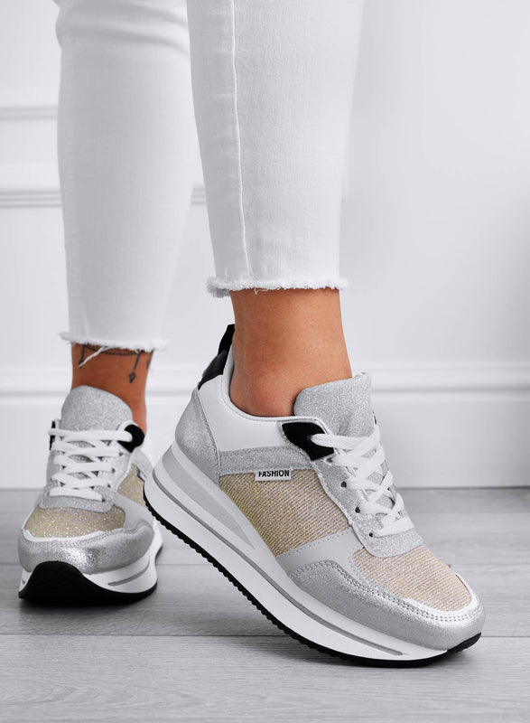 VITAL - Baskets argentées laminées avec inserts dorés