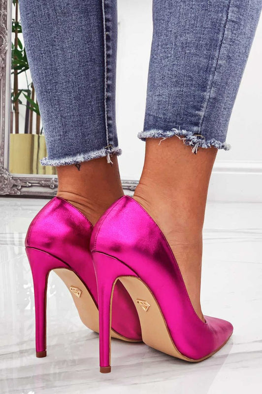 KEISY - Metallic fuchsia pumps with high heels