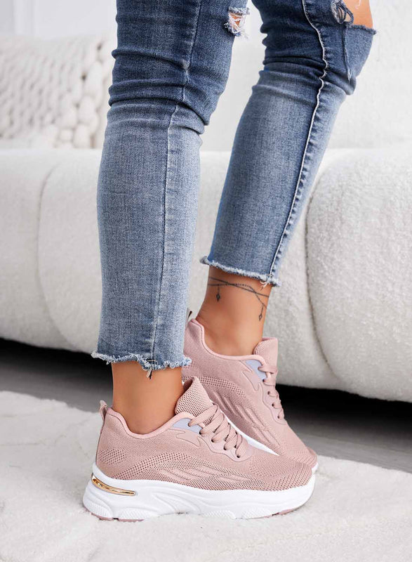 CHIARA - Pink sneakers in elastic fabric