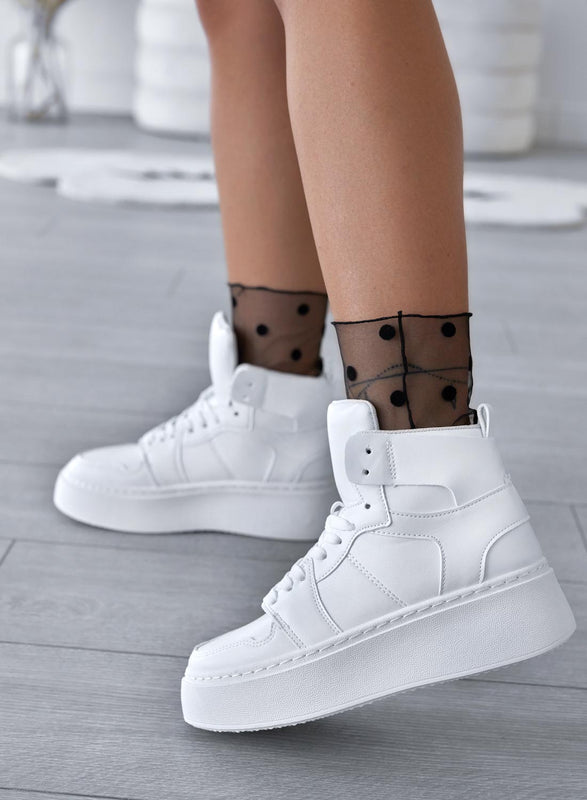 ROSINA - White ankle boot sneakers with laces