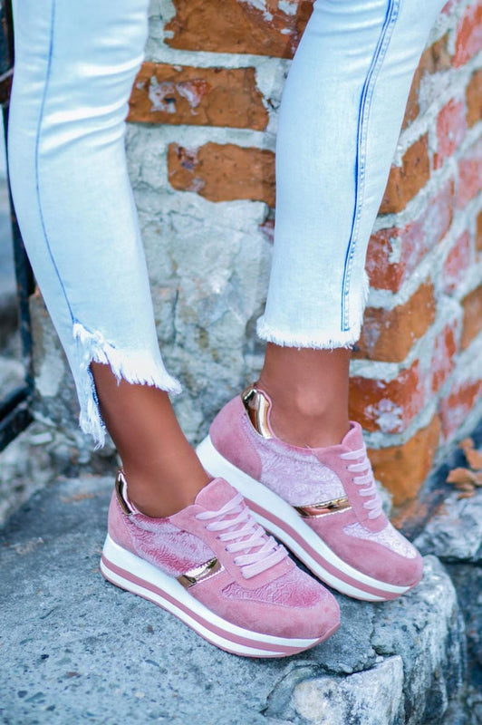 CONSUELO -  Pink suede sneakers