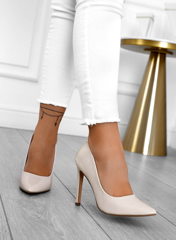 BERTA - Alexoo beige patent pump with high heel