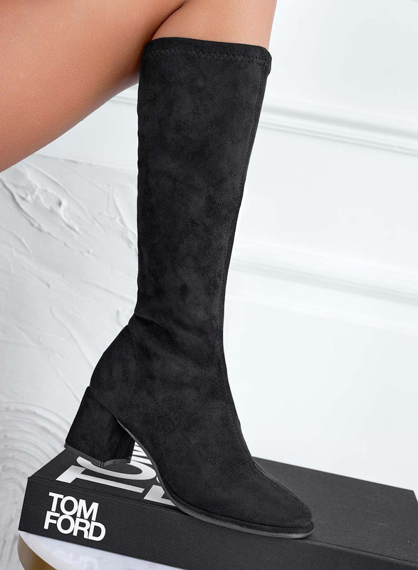 Bottines noires en daim avec talon confortable