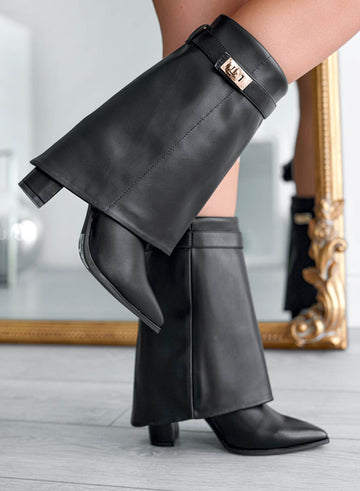 Black Alexoo ankle boots with cuff