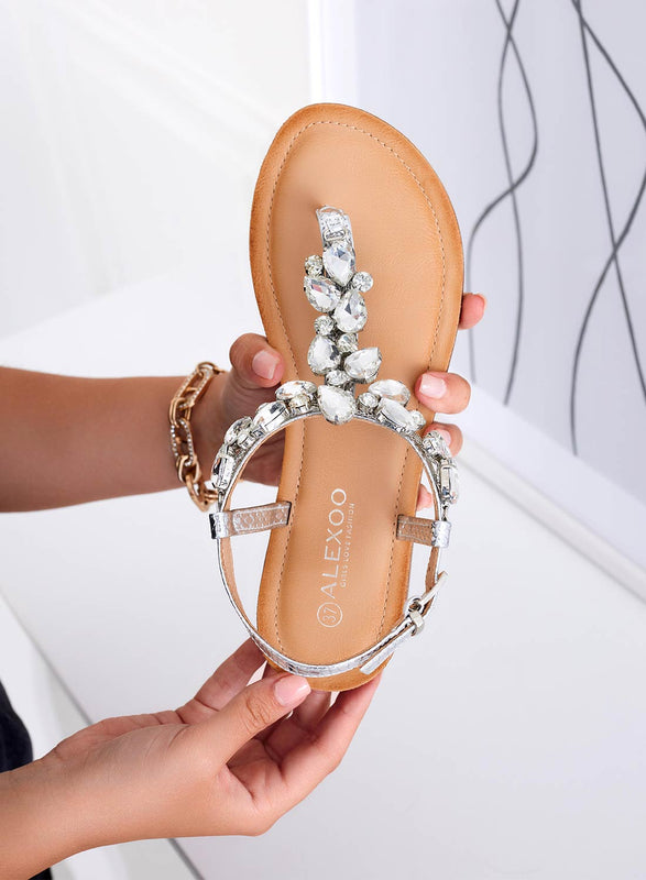 DIVINA - Sandales tongs bijoux Alexoo argent