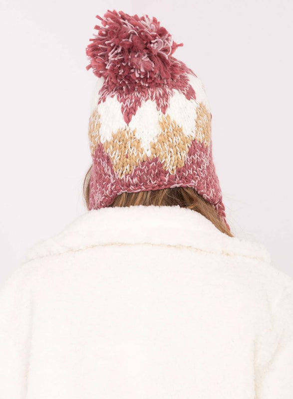 Gorro multicolor acolchado con pompón