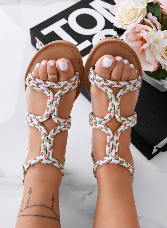 MARIAH - Sandalias bajas plateadas de cuerda