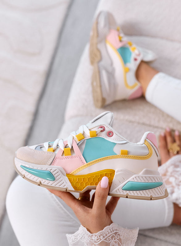 AMANDA - Sneakers Multicolor Pastello Chunky con Suola Platform
