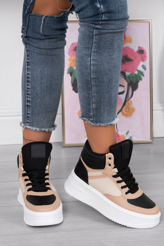 ILVANA - Black and beige sneakers with chunky sole