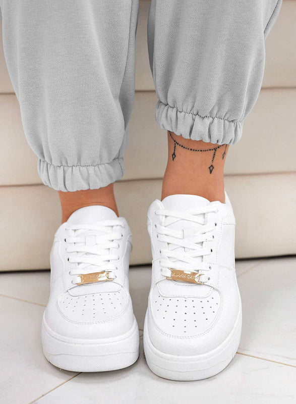 BRITNEY - Perforated white Alexoo sneakers