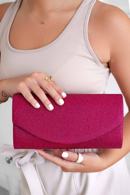 Fuchsia clutch bag B220 in laminated fabric