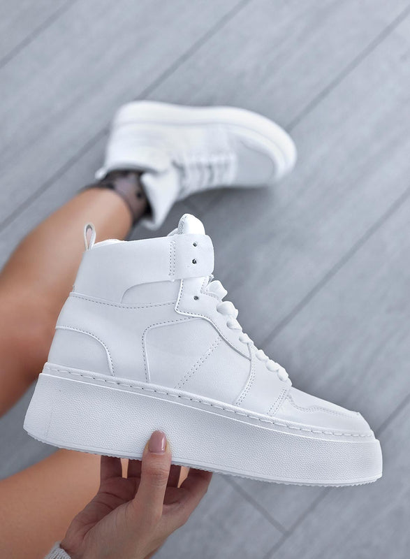 ROSINA - White ankle boot sneakers with laces