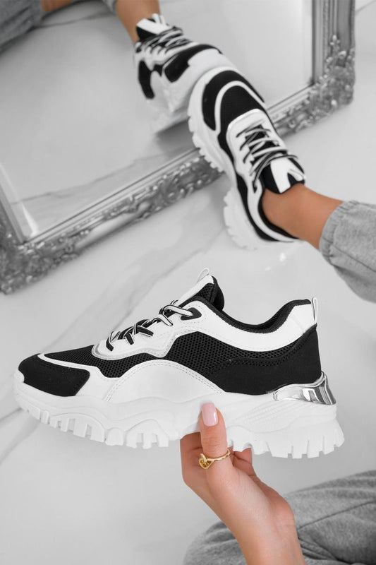 HENRY - White sneakers with black and silver details