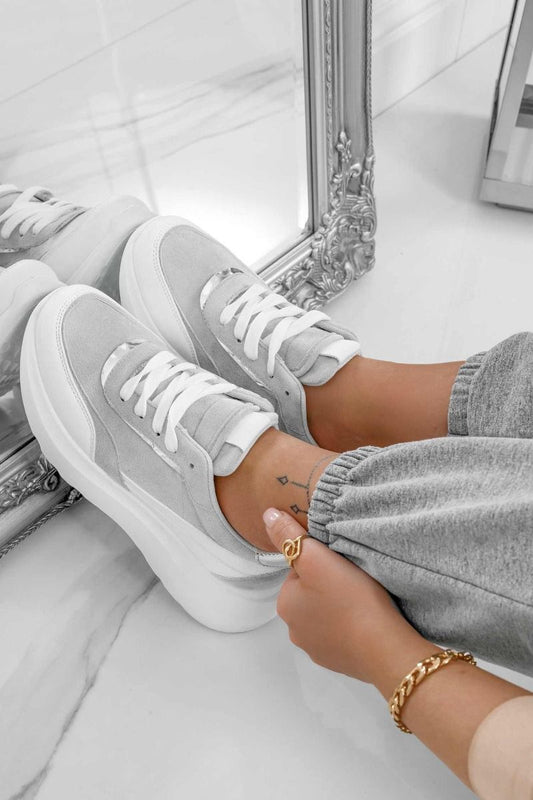 DONATA - White sneakers with grey details